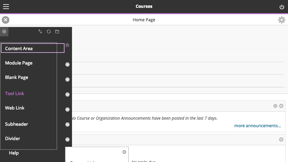 Tool Link hover view within Blackboard