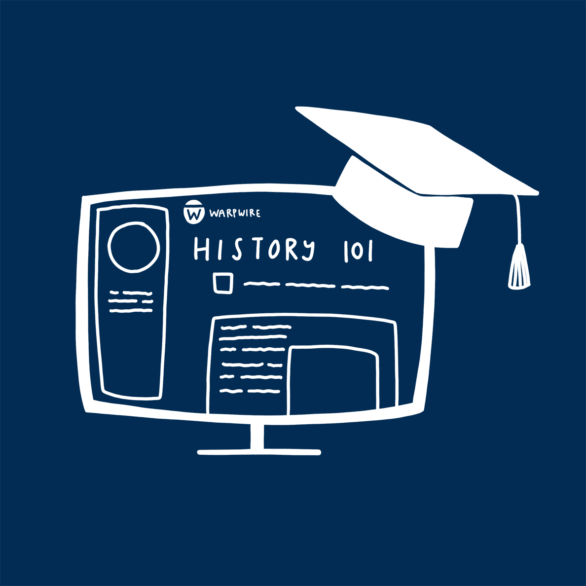 A computer screen with a graduation cap on it