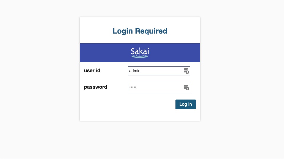 Sakai login page