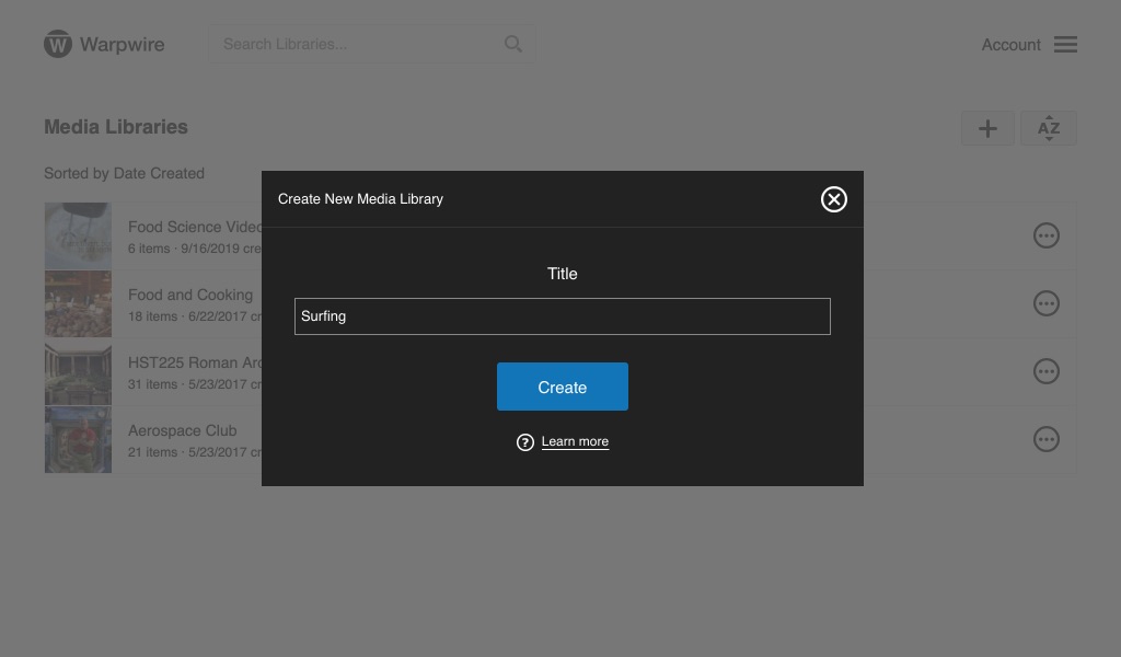 Create new Warpwire Media Library user input field